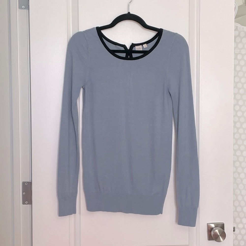 Twik Muted Light Dusty Blue Bow Back Sweater